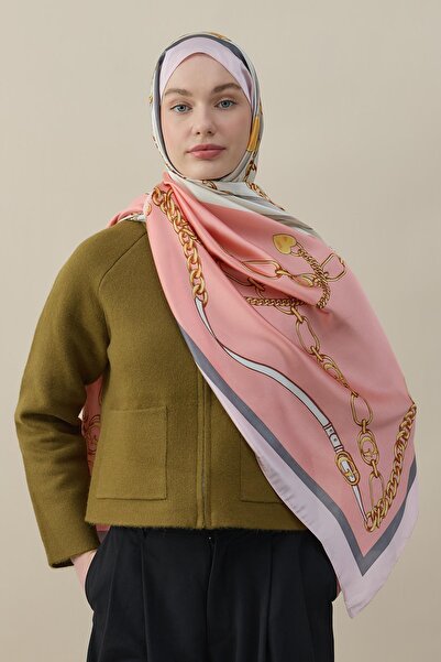 diorel Elegant Links Vual İpek Şal Pembe