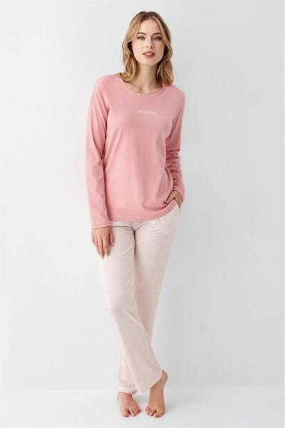 Arnetta Modal Cotton Long Sleeve Crew Neck Placket Pajama Set