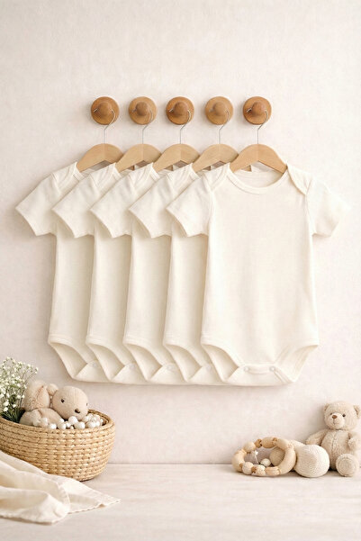 LilJoy Baby Bodysuit 100% Cotton Short Sleeve American Collar Off-White Snap ...