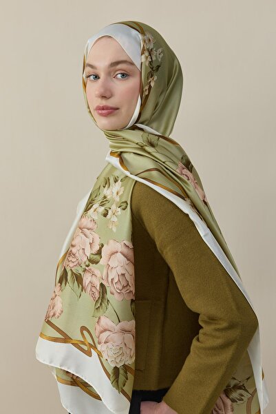 diorel Liva Çiçek Desen İpek Vual Şal Gold