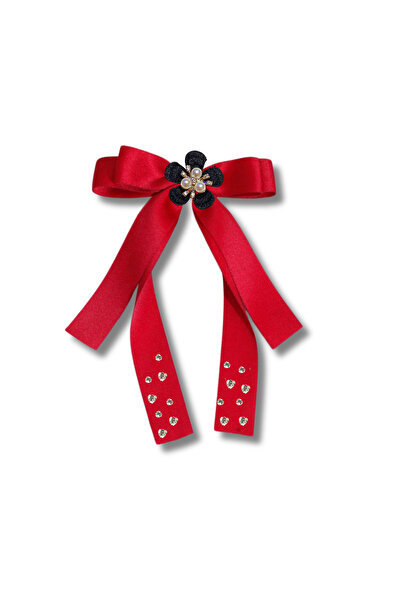 pegu baby collection Red Satin Automatic Buckle with Stone, Pearl and Flowers