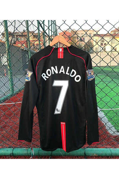 Lion Spor C.Ronaldo # 7 United 2007-08 Retro Black Long Sleeve Football Shirt...