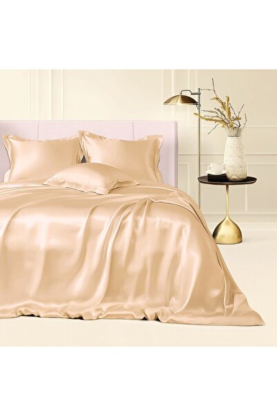 Kotonia Home King Size Bed Linen, 100% Cotton, Damask DeLux Satin, Beige