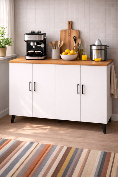 bangu 4 kapaklı Çok Amaçlı Dolap ( Derinlik 47 cm ) Kahve Köşesi Dolabı ( 120...