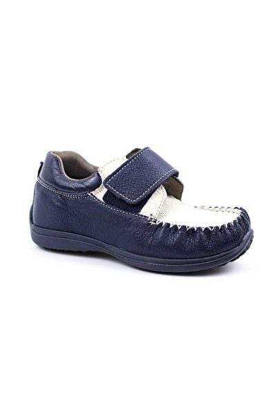tino Lightweight children's shoes, made of natural leather 369-NAVY BLUE/WHITE