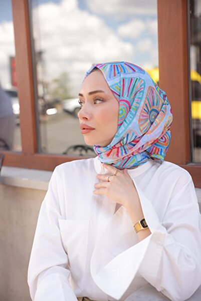 diorel Vangogh Dubai Pamuk Şal Mavi