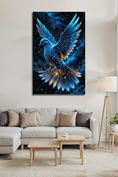 B&G DESIGN Pictură pe sticlă Blue Dove Galaxy, strălucitoare, modernă, decora...