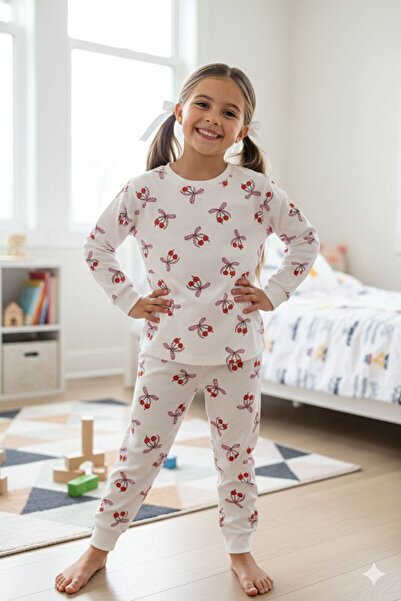zahider Детски комплект пижама от 100% памук с черешови мотиви