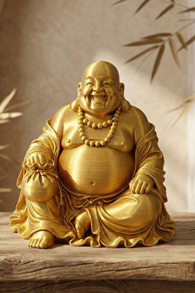 ENG.CO Zen Altın Buddha | Orta Boy Lüks Dekor Heykeli | Altın Renk