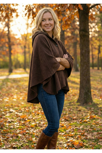 Exve Exclusive Poncho unisex pentru camping, cu glugă, din lână, care nu se p...