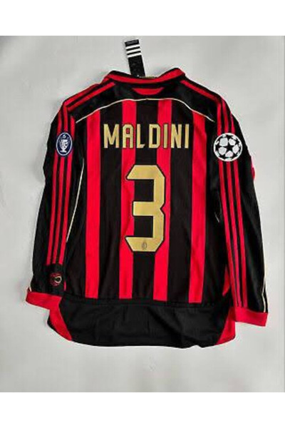 Lion Spor Milan 2007 Maldini Long Sleeve Red Home Jersey