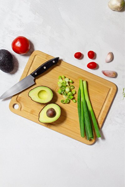 Evalins Lumo Large Bamboo Cutting Board - Natural Grooved Ideal for Chopping ...
