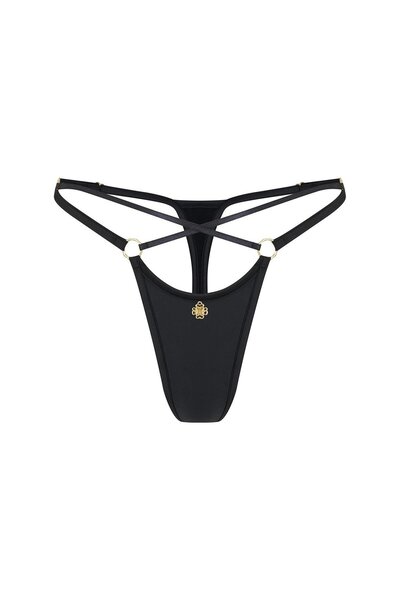 Feu De Elu Sensure Black Satin X String