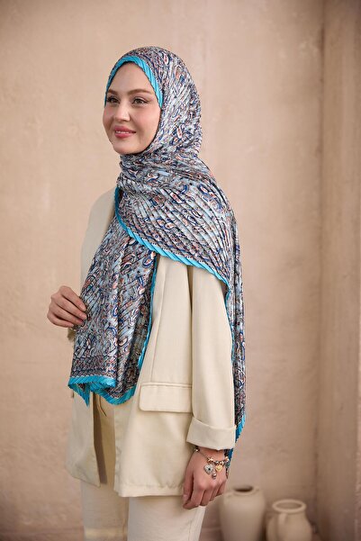 diorel Bohemian Silk Satin Shawl Blue