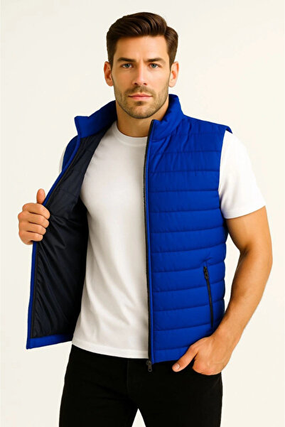 BY BASAK collection Men's Inflatable Zippered Vest Water Repellent Quilted Li...