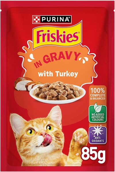 Purina One Purina Friskies Wet Cat Food, Turkey in Gravy, 85g