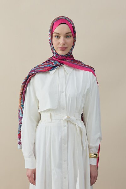 diorel Etro Desen İpek Vual Şal Fuşya