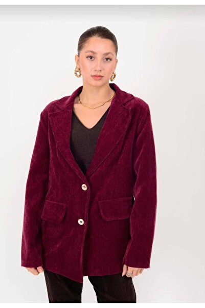 Özgürbutik Relaxed Fit Velvet Blazer Jacket