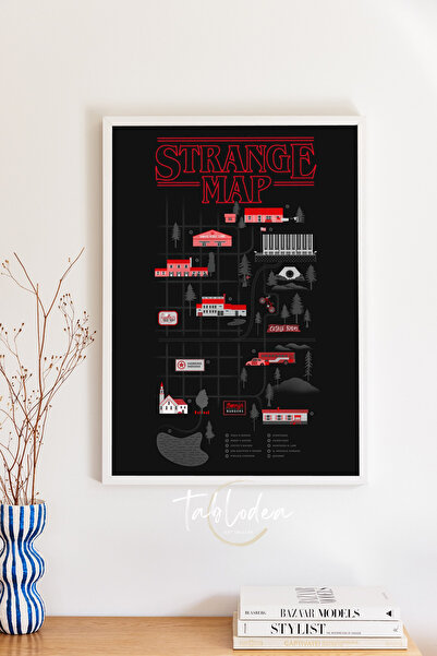 tablodea Hartă Stranger Things - Poster înrămat, Tablou cu harta Stranger Thi...