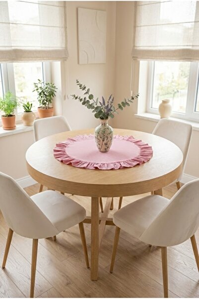 Mery Tekstil Zarif Fırfırlı Yuvarlak Runner 60 CM