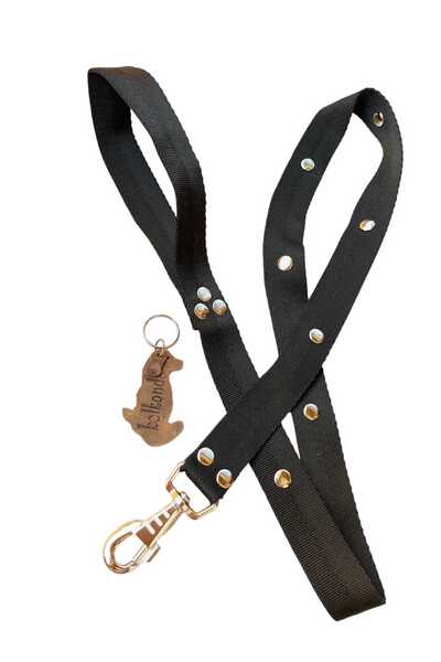 balkonda Dog Walking Leash Collar 2.5cm Width Solid Color Column Cord Black