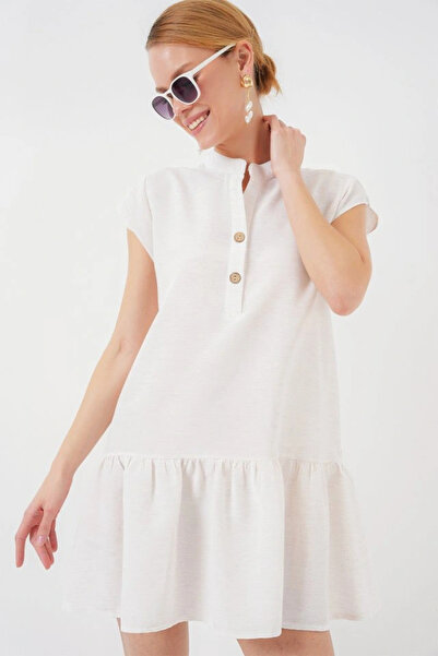 nedo7 2425 Linen Mini Dress - Ecru