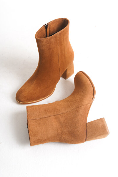 DELSOLERA Women's Tan Suede Flat Casual Stylish Zippered Comfortable Heeled B...