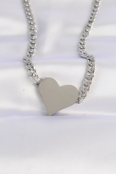 shopwave 316L Steel Chain Silver Rk Flat Plate Necklace