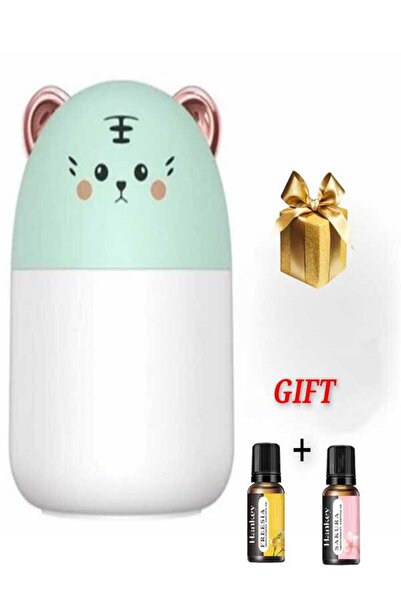 OEM Ultrasonic Aromatherapy Diffuser – GREEN Teddy Bear Design, LED + 2 Essen...