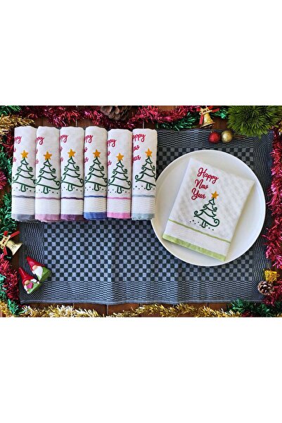Kotonia Home Set of 2 kitchen towels Christmas, ivory/red/green, 40x40 cm