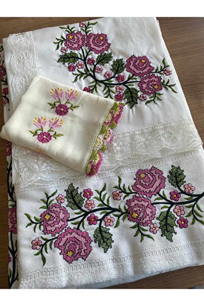 EL YAPIMI 5 parça çeyizlik seccade seti