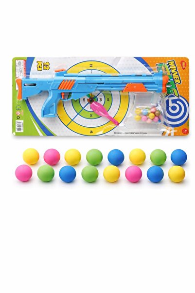 NASYONEL TOYS Oyuncak Top Atan Popper Tüfek – 12 Adet Yumuşak Köpük Toplu – Ç...