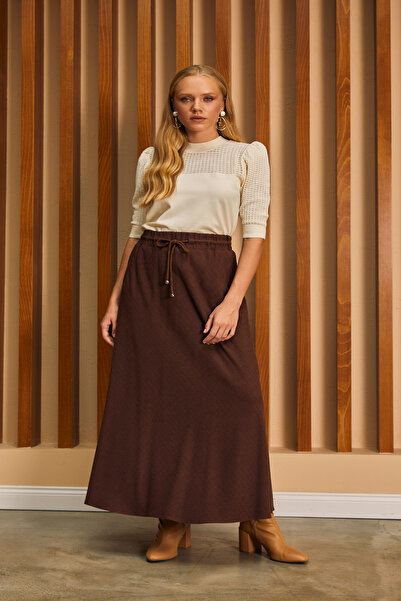 Guzella Baliksirti Patterned Maxi Skirt with Elastic Waist