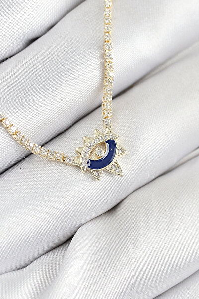 shopwave قلادة نسائية من النحاس الأصفر مرصعة بحجر الزركون على شكل عين مائية ب...