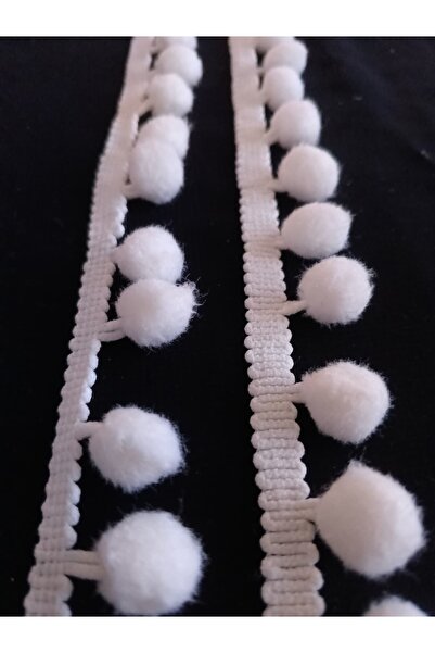 ULUPAMİR Beyaz Ponpon Dekoratif Şerit