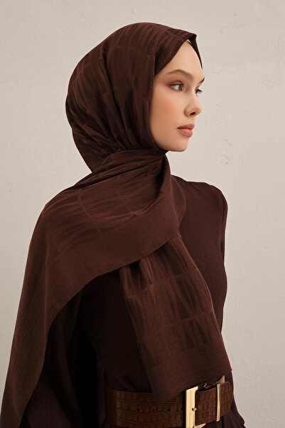 Armine Lyocell Silk Shawl 3 Geometric Patterns 10-Angle Brown