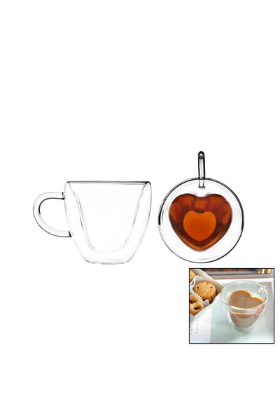 shopwave 120 ml Heart-Shaped Double Wall - Non-Spilling - Heat-Resistant Glas...