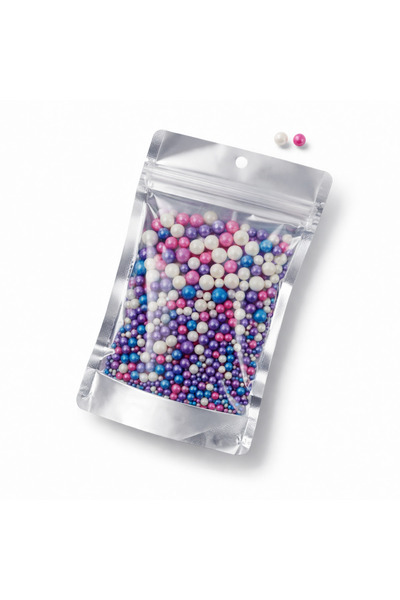 Kidzia Dekoratif Boncuk Şeker No:03 Pembe Mavi Mor Beyaz Mix 40g Doypack