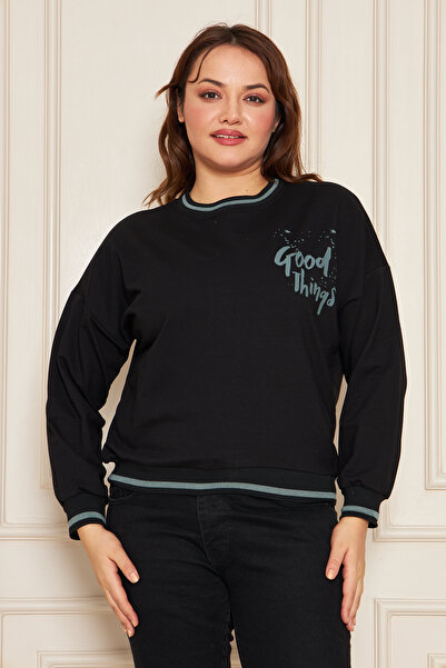 UNIQUE LADY Crew Neck Long Sleeve Printed Sweatshirt