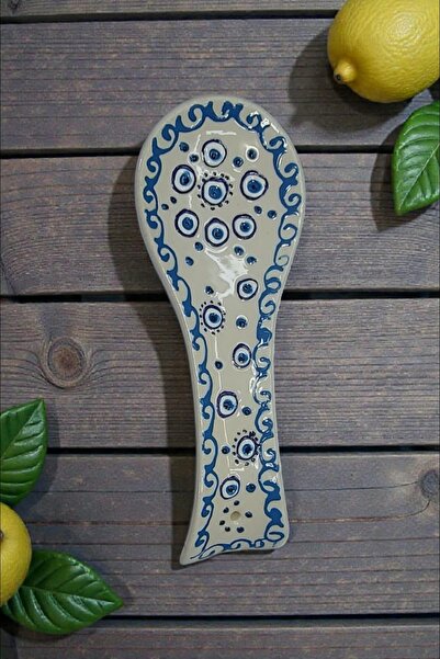 Revard Hediyelik Ceramic Handmade Evil Eye Bead Patterned Spoon Rest