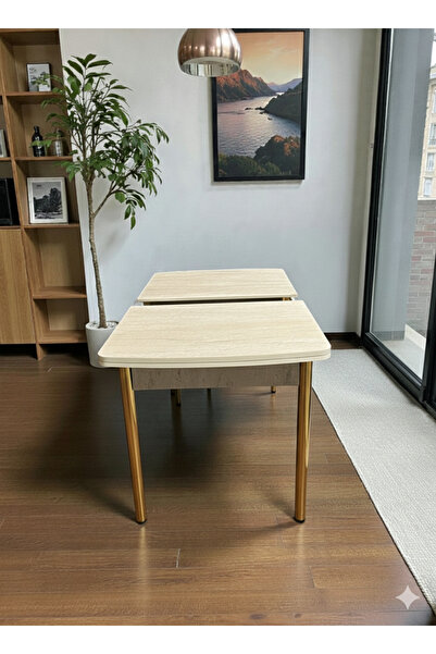 MSY HOME Traverten/Sonomo/Siyah Mermer Gold/Krom Ayaklı Mdf 80*130 Kelebek Aç...