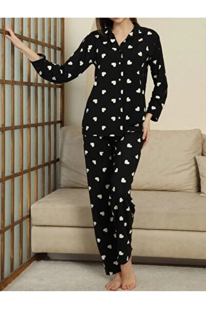 Hepyek Patterned Suede Fabric Pajama Set