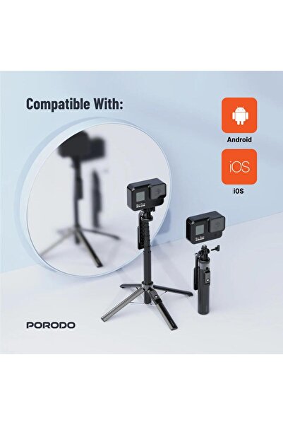 porodo Dual Lighting Selfie Stick with Remote Shutter, Tripod Base & Bluetoot...