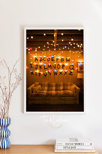 tablodea Poster înrămat cu alfabetul Will din Stranger Things, decor de peret...