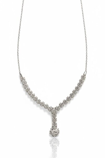 Hakan Güler Kuyumculuk 14 Ayar Beyaz Altın Damla Taşlı Su Yolu Taşlı Model Zi...