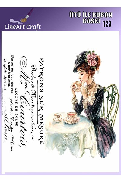 LİNEART Ütü ile Rubon Baskı Transfer No:RB123-30x30cm