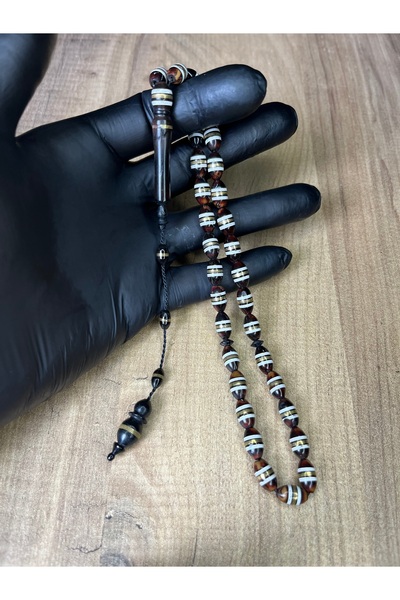 Mos Tespih مسبحة كوكا مطرزة طبيعية عالية الجودة مع النظام