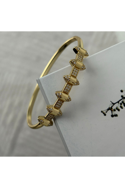 olvera shine 14k Orjinal xUPİNG Antialerjen Zirkon Taşlı Vida Kelepçe Gold