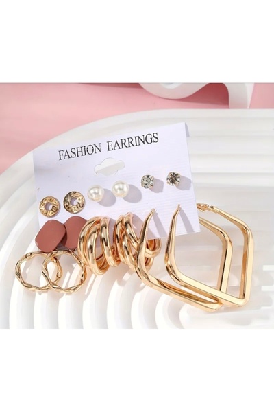 MURASSA BUTİK Zarif Vintage Geometrik Desen 3'lü Küpe Seti