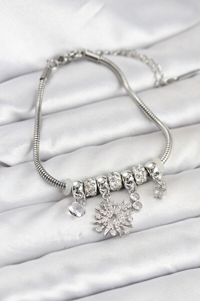 norsary Polar Star Model Charmed Silver Color Women's Bracelet